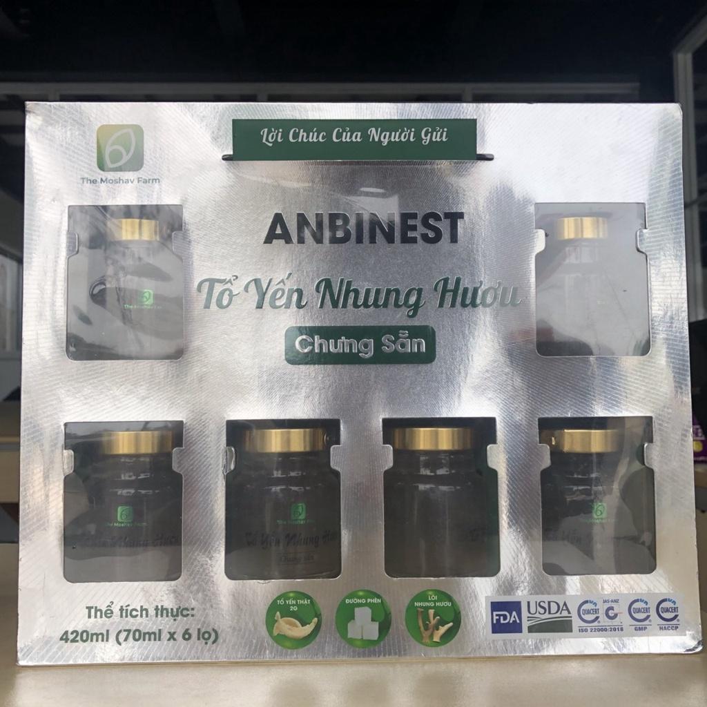 Tổ Yến Nhung Hươu Anbinest - Sét quà cao cấp giúp tăng sức đề kháng bồi bổ cơ thể 6 hũ 70ml