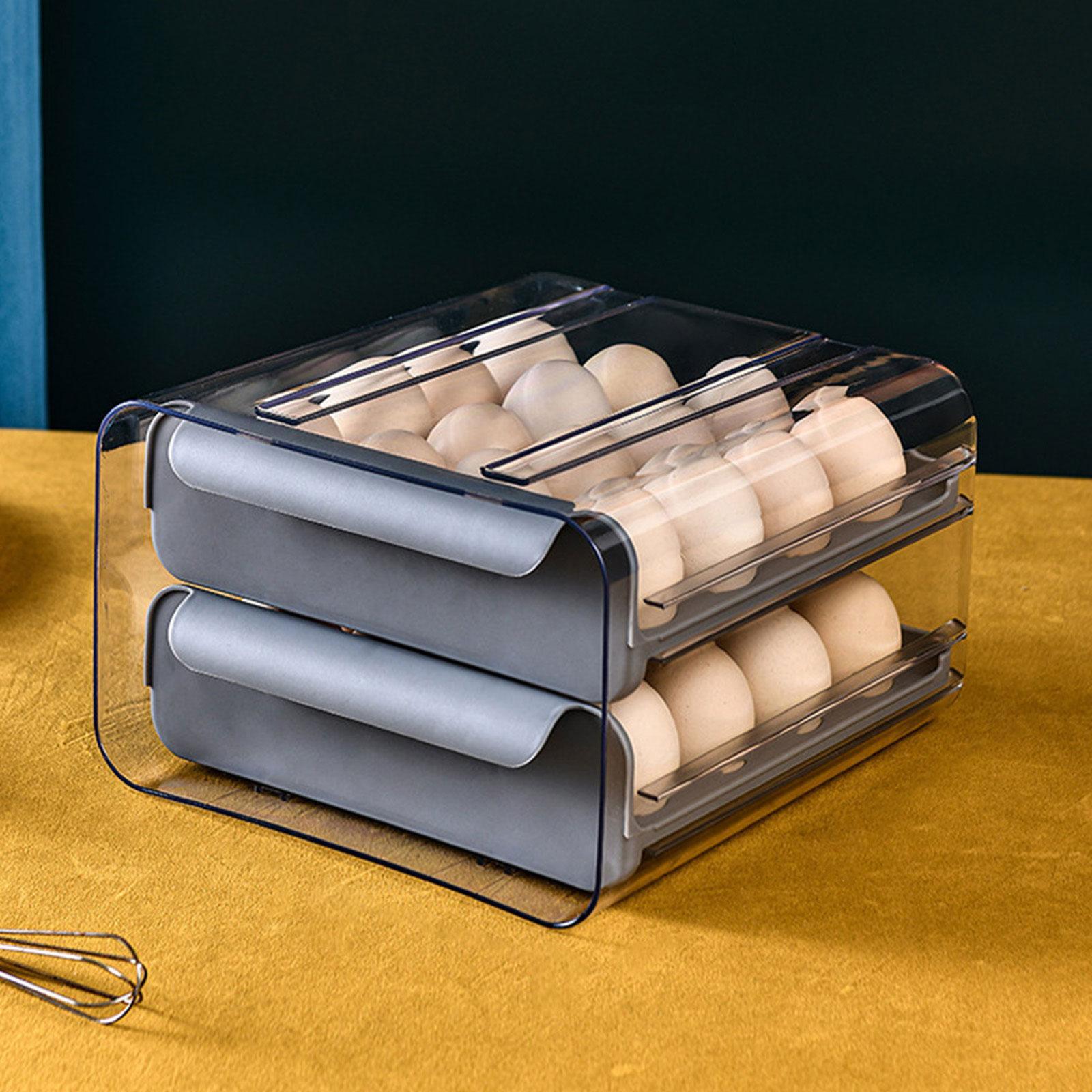 Egg Holder for Refrigerator Egg Tray Durable Large Capacity Transparent Egg Storage Container Drawer Egg Fresh Storage Box for Cupboard