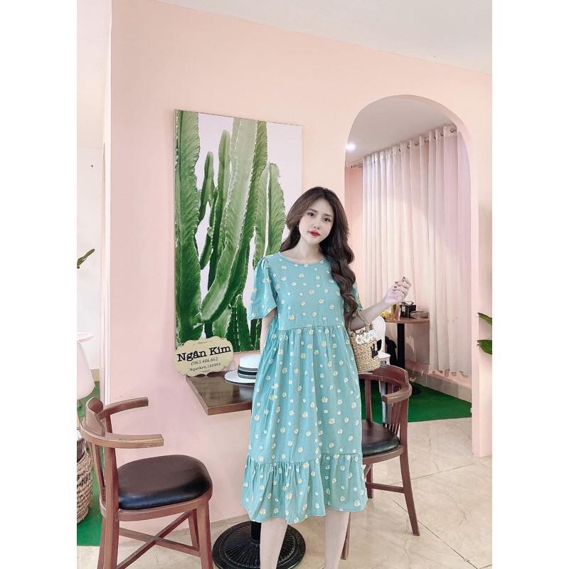 Váy bầu cao cấp chất đũi Hànthoáng mát không nhănfree size 43~68kgcam kết y hình