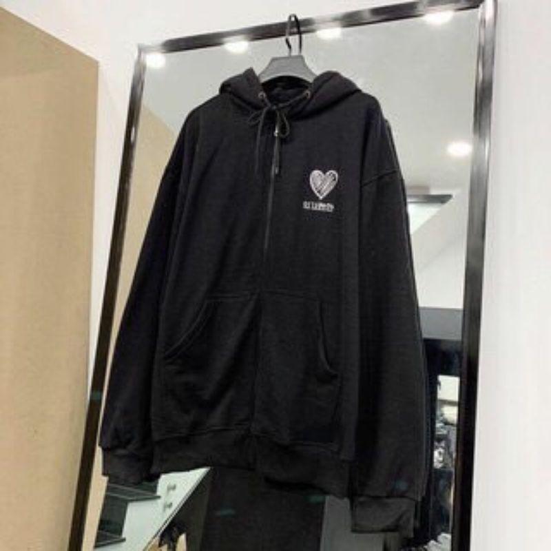 Áo khoác nam nữ mặc , áo khoác cặp thêu tim vải nỉ ngoại dày, mịn, hàng chuẩn shop