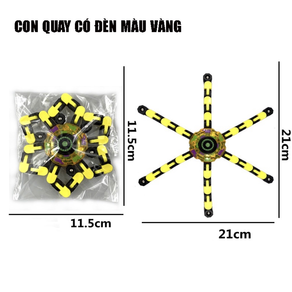 Đồ chơi con quay spiner robot biến hình 6 cánh có đèn led phát sáng