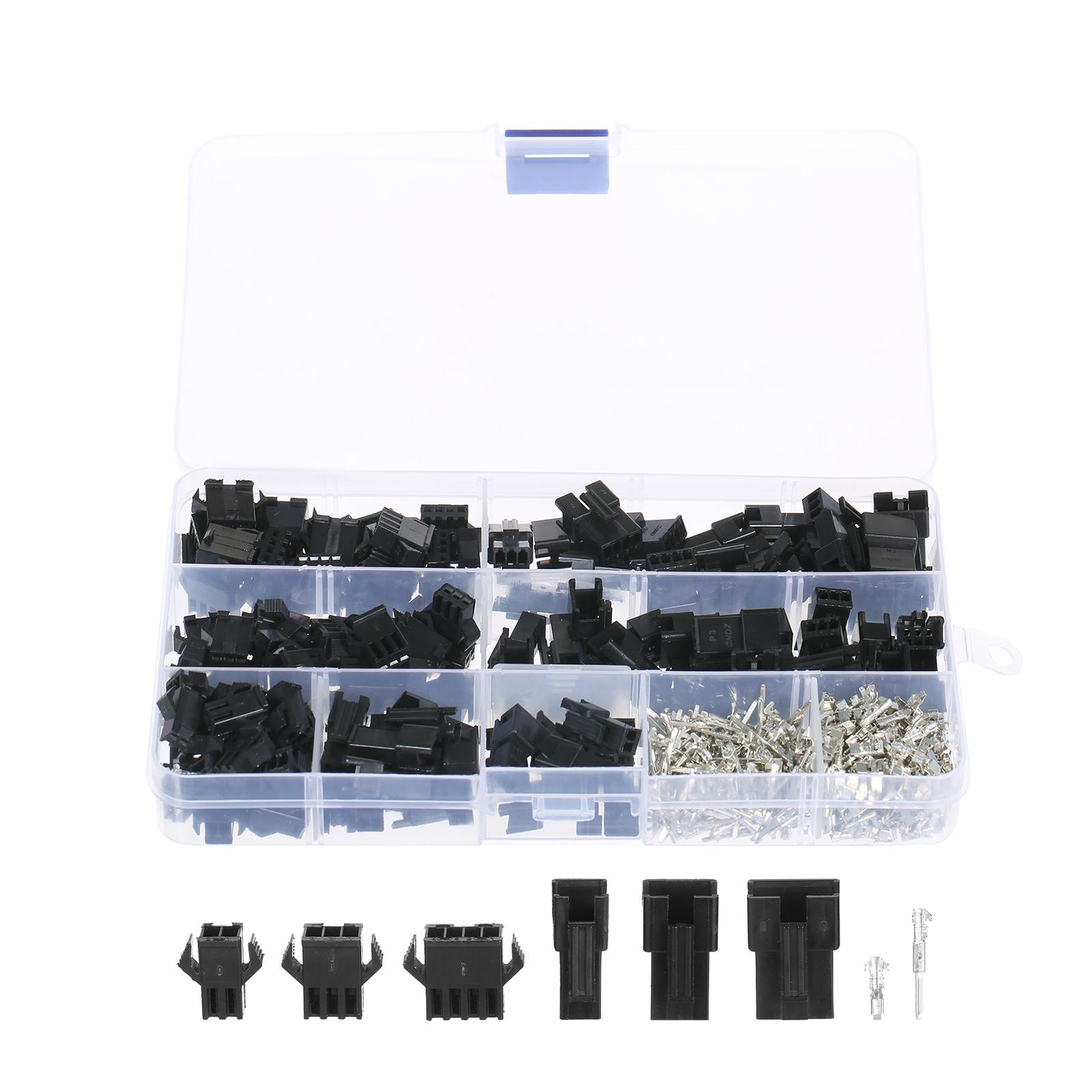 480Pcs JST SM 2.54mm Pitch 2-Pin 3-Pin 4-Pin Connector Housing Assortment Kit Female and Male Dupont Connector Set for