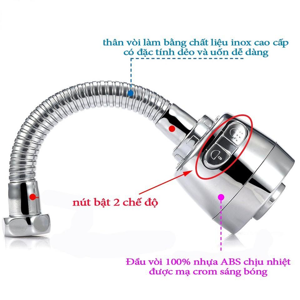 Đầu vòi tăng áp có 2 chế độ bật nước