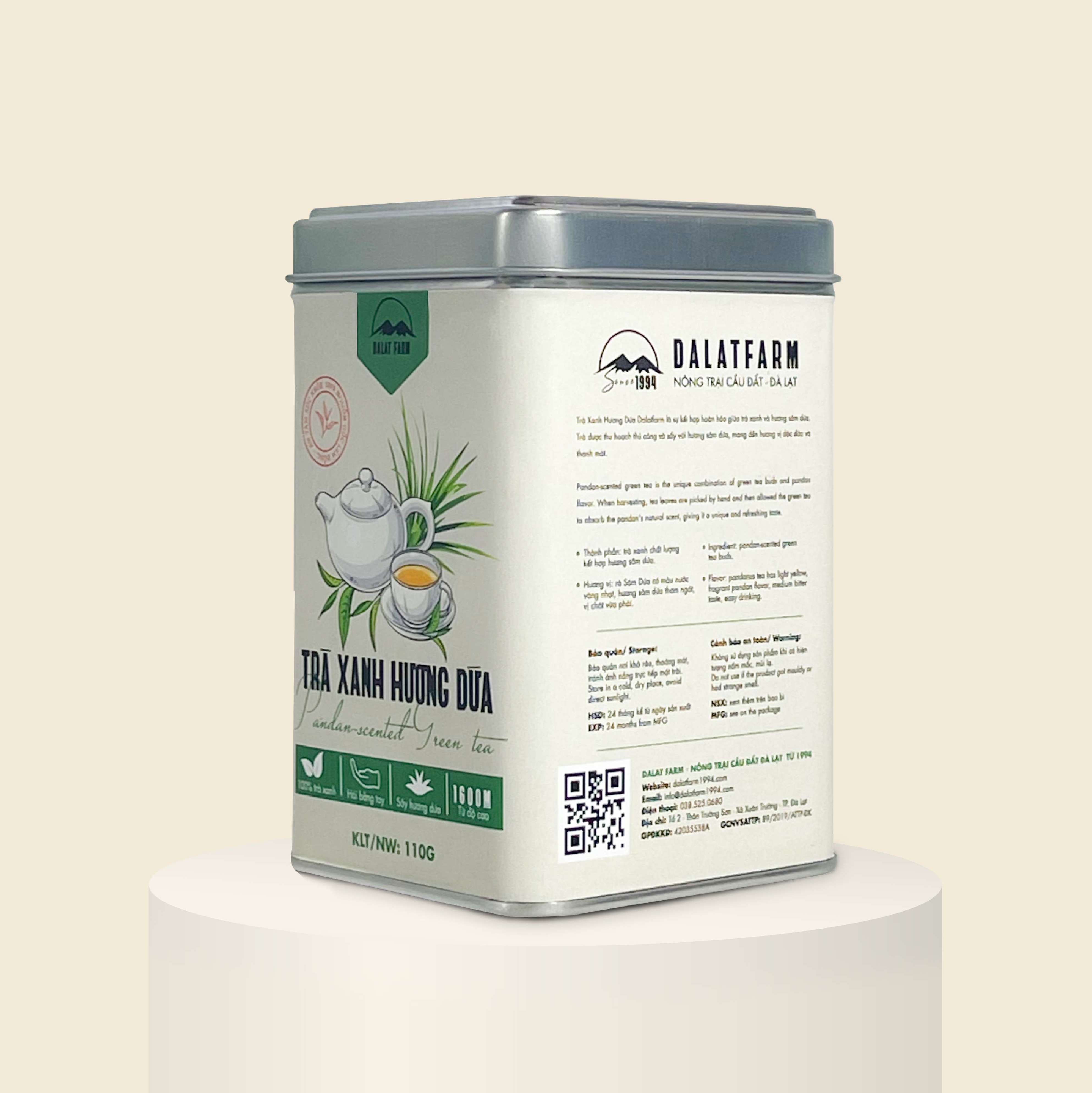 Hình ảnh Trà Xanh Hương Dứa Dalatfarm - Hộp 110Gr