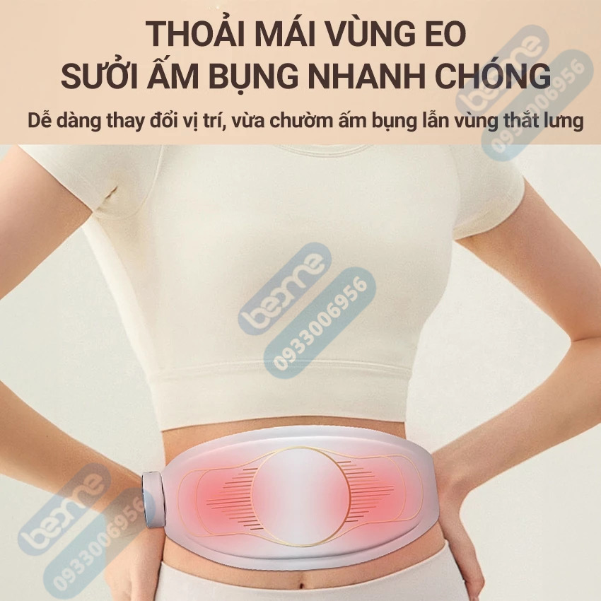 ￼Máy Massage tan Mỡ Bụng Xung Điện EMS Beame BM-B48, Đai Massage Lưng Bụng Rung Nhiệt Giảm Đau Bụng Kinh