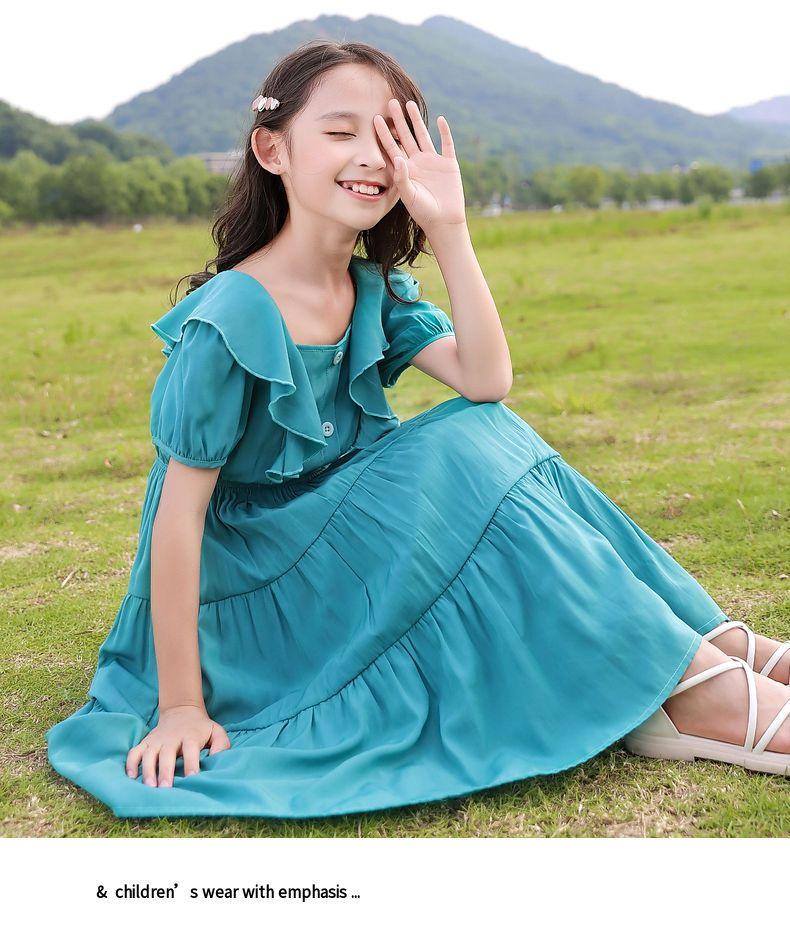 CHENGRUI Cô gái ăn mặc mùa hè 2023 phong cách phương Tây cô gái lớn mùa hè trẻ em ngắn tay váy công chúa váy cô gái nhỏ