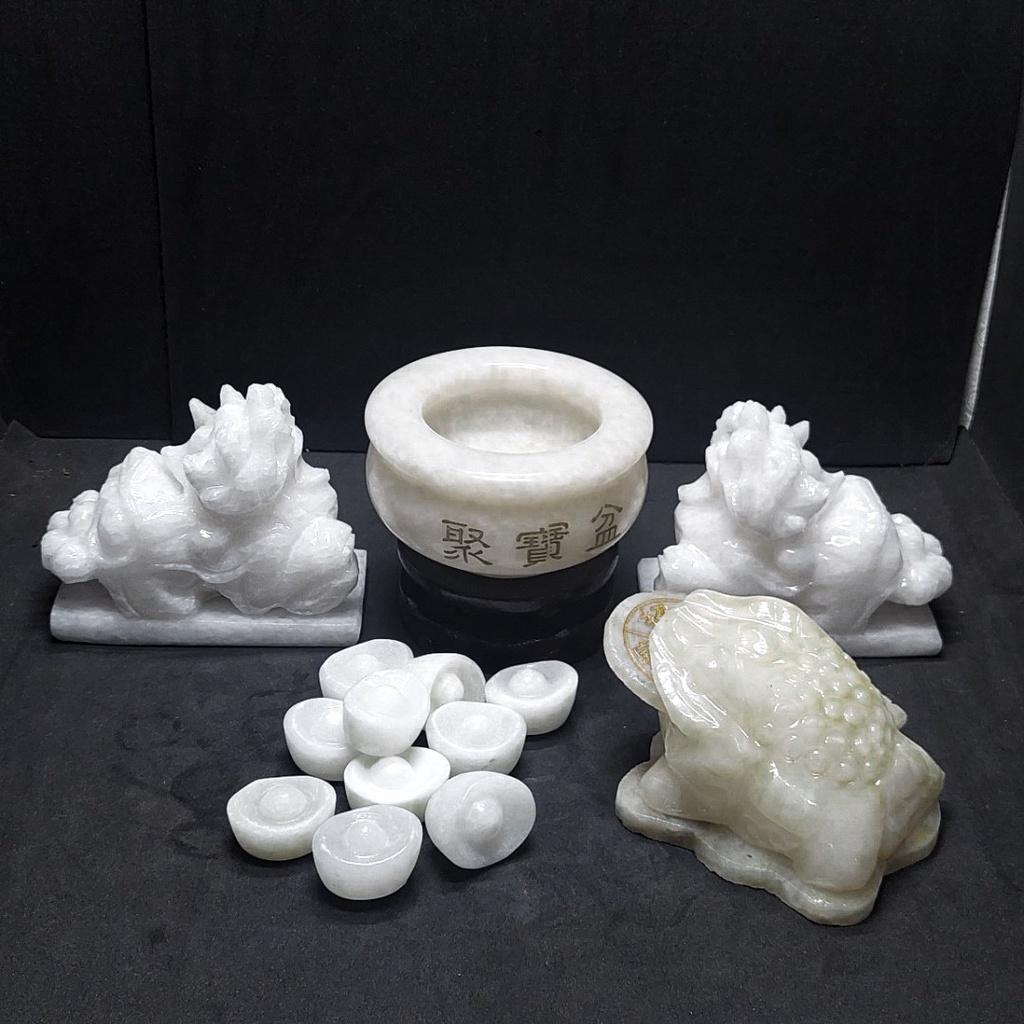 Bát Tụ Bảo + Thiềm Thừ Phong Thủy + Tỳ Hưu Phong Thủy - Đá Hoàng Long, Đá Serpentine, Đá Trắng Non Nước