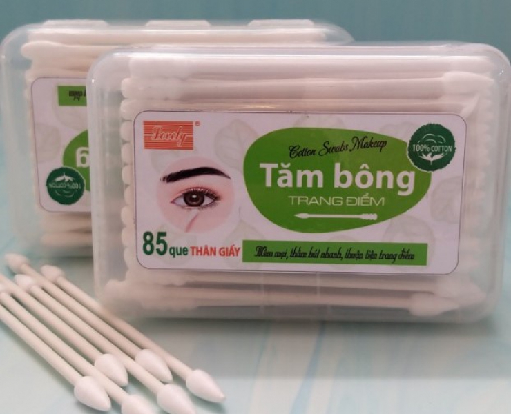 Hình ảnh TĂM BÔNG TRANG ĐIỂM THÂN GIẤY CAO CẤP 85PCS