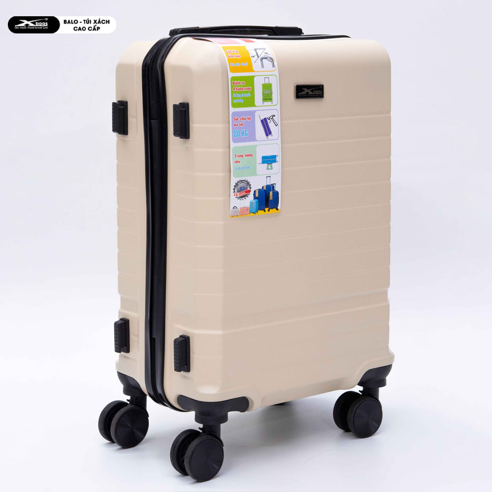 Vali Kéo 20 Inch Cao Cấp Xbags White Titan Pro Màu Kem Sang Trọng Hiện Đại,Chống Va Đập, Có Khóa TSA, Cổng Sạc USB Tiện Lợi XB6105!
