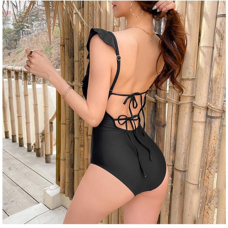 Bikini 1 mảnh kiểu Hàn Quốc đồ bơi đi biển bigsize liền thân kín đáo sexy cạp cao nâng ngực hở lưng che bụng 2657 K4T1-4