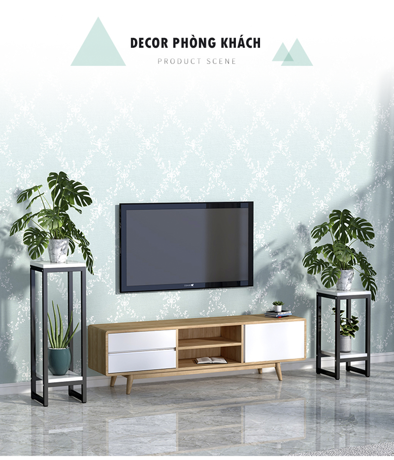 Kệ đặt chậu hoa trang trí đa năng decor phòng khách, ban công ống thép chắc chắn GM48