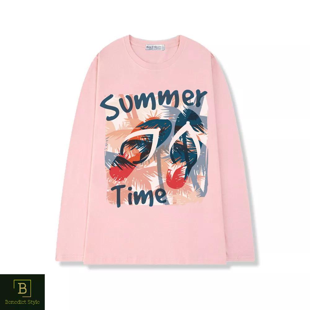 Áo thun tay dài form rộng unisex freesize nam nữ hình dép lào cây dừa Summer Time vui nhộn mùa hè BND36