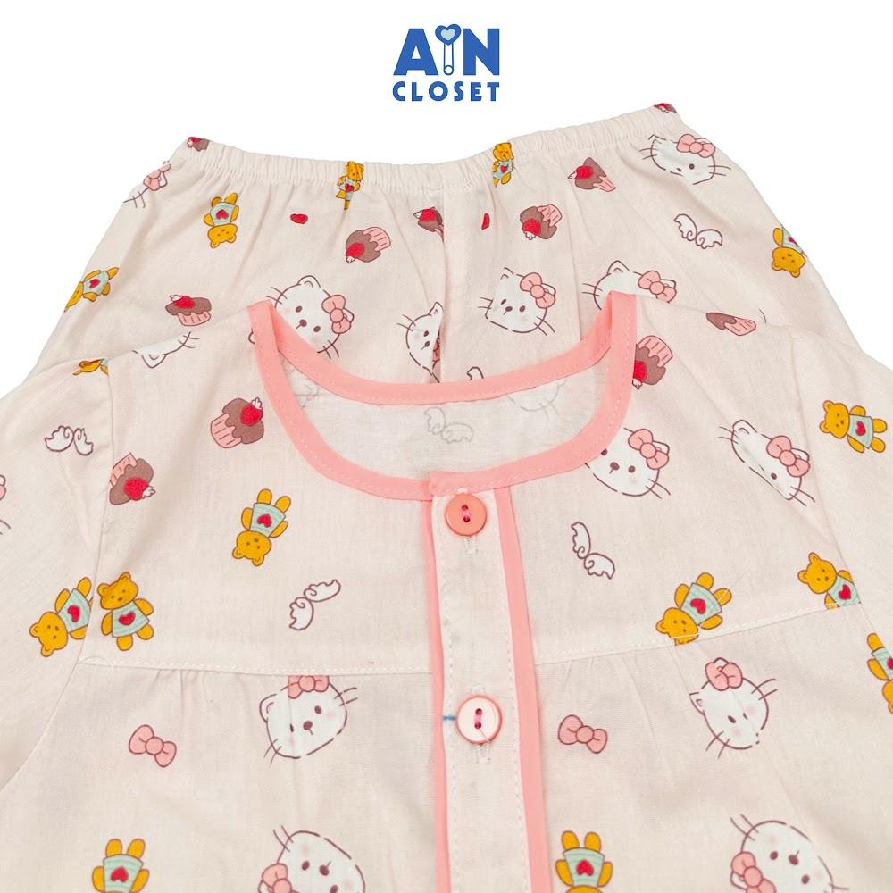 Bộ quần áo Dài bé gái họa tiết Mèo Hồng Cotton - AICDBGAN92OS - AIN Closet