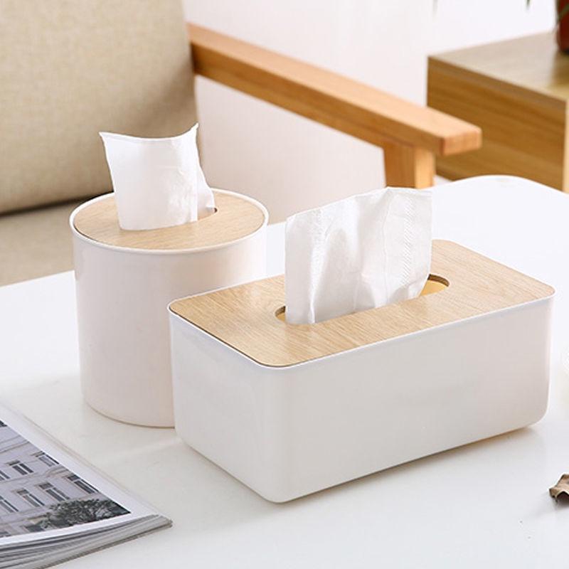 Hộp đựng khăn giấy nắp gỗ để bàn phòng khách bàn ăn sang trọng babo