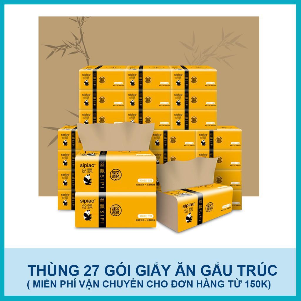 Thùng giấy ăn gấu trúc tự nhiên 27 gói, mỗi gói 300 tờ