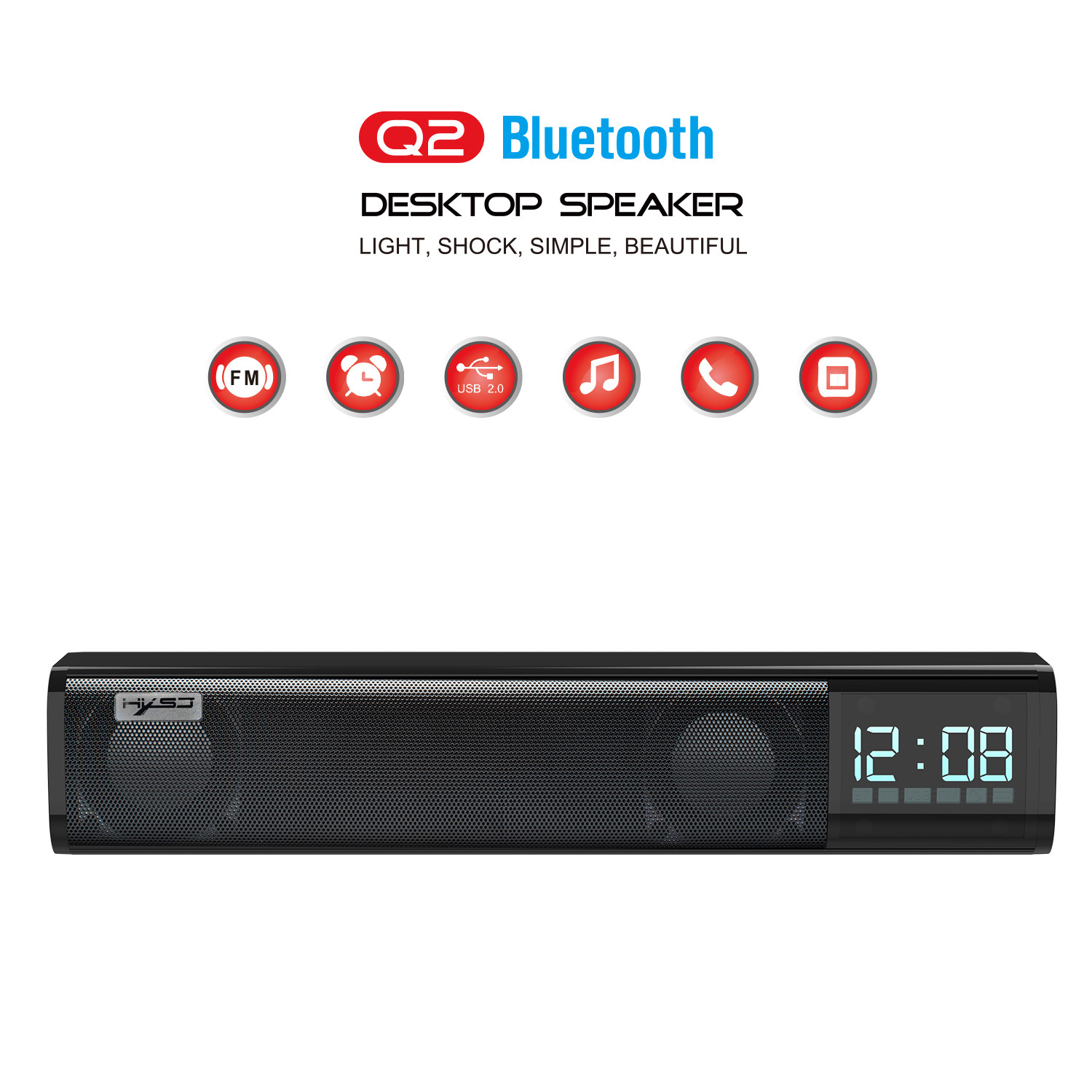 Loa Bluetooth HXSJ Q2, Loa nghe nhạc USB thẻ nhớ, FM, Dùng cho điện thoại, máy tính, tivi - Hàng chính hãng