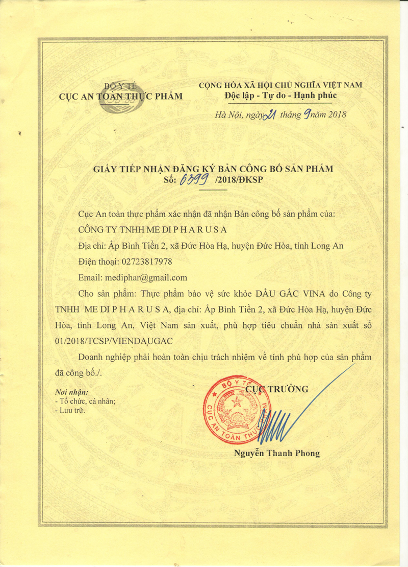 Thực phẩm chức năng Dầu Gấc Vina Softgels MDP