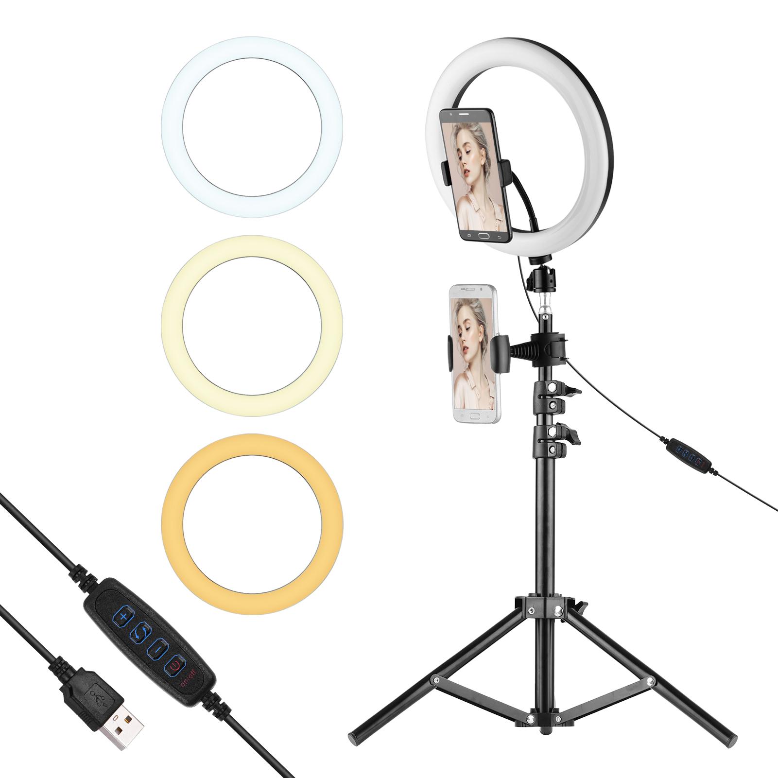 Đèn LED vòng kim loại 10 inch 3 chế độ chiếu sáng 10 mức độ sáng Đèn LED vòng kim loại 10 inch 3 chế độ chiếu sáng 10 mức độ sáng
