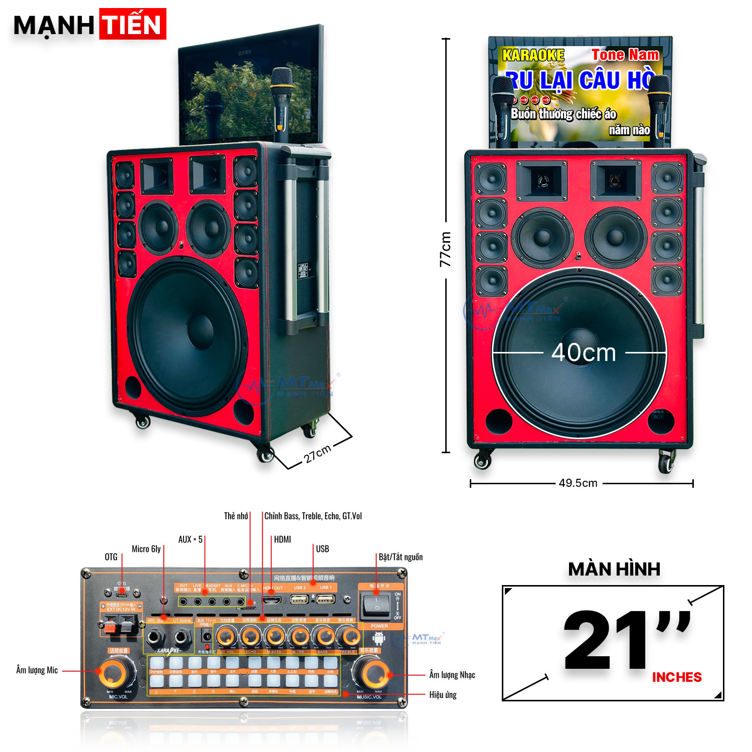 Loa Karaoke Màn Hình KT-1925 - Loa Bluetooth Kèm Micro Cao Cấp 2024, Màn Hình 21inch Sắc Nét, Bass Trầm 40cm Và 14 Loa Tích Hợp, Âm Thanh Siêu Hay, hàng chính hãng