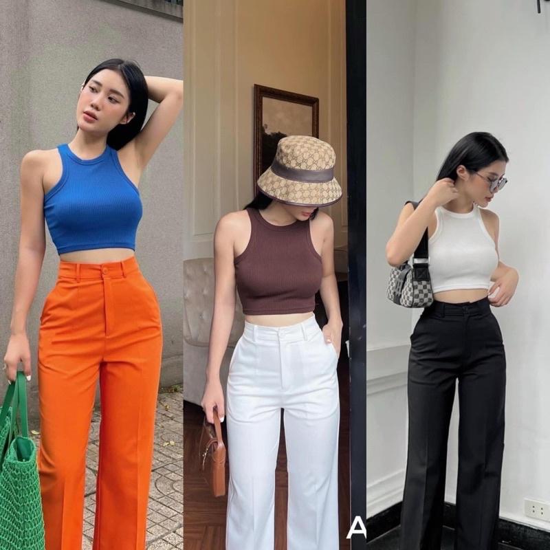 Áo ba lỗ croptop trơn nhiều màu ( len tăm )