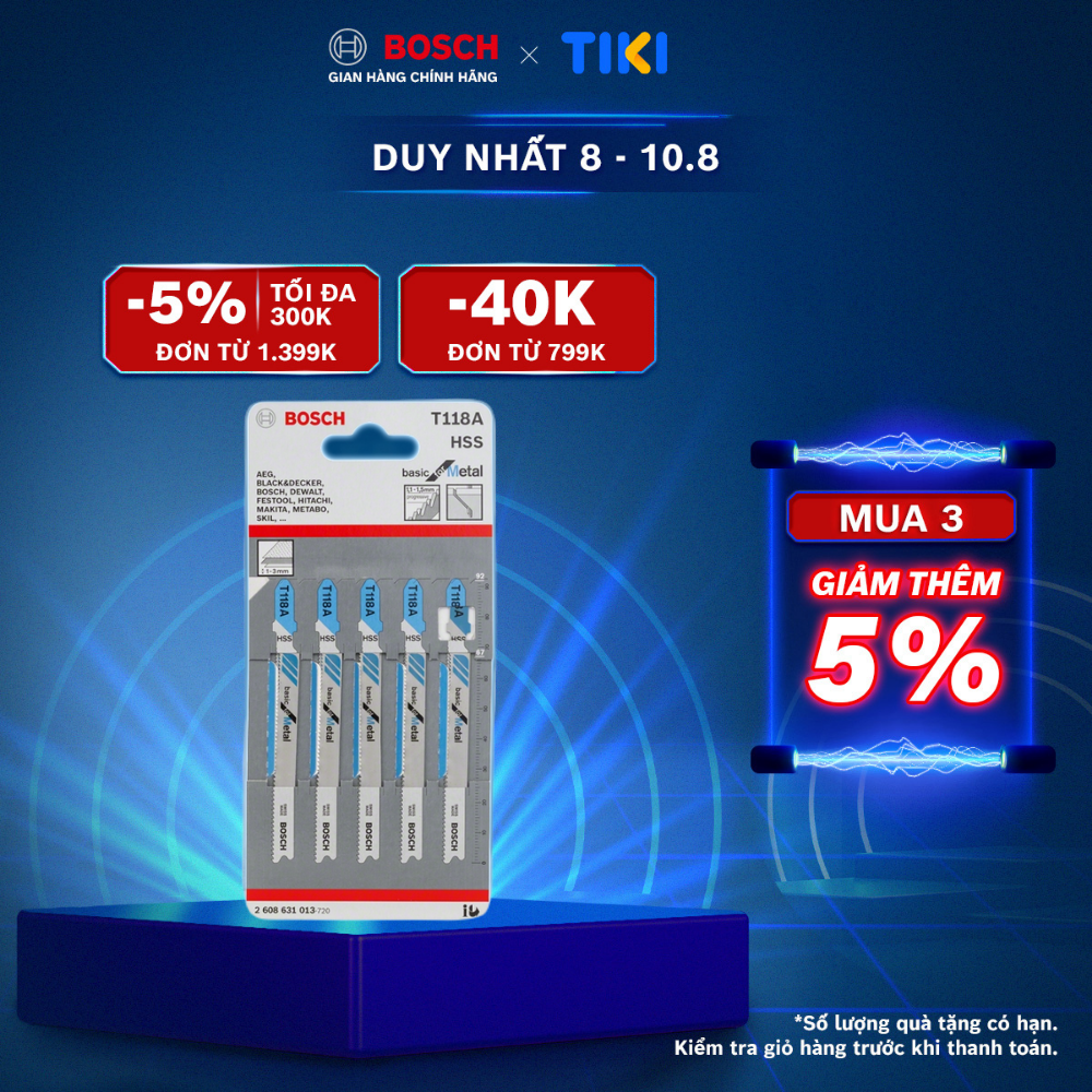 Lưỡi Cưa Lọng T Bosch bộ 5 lưỡi