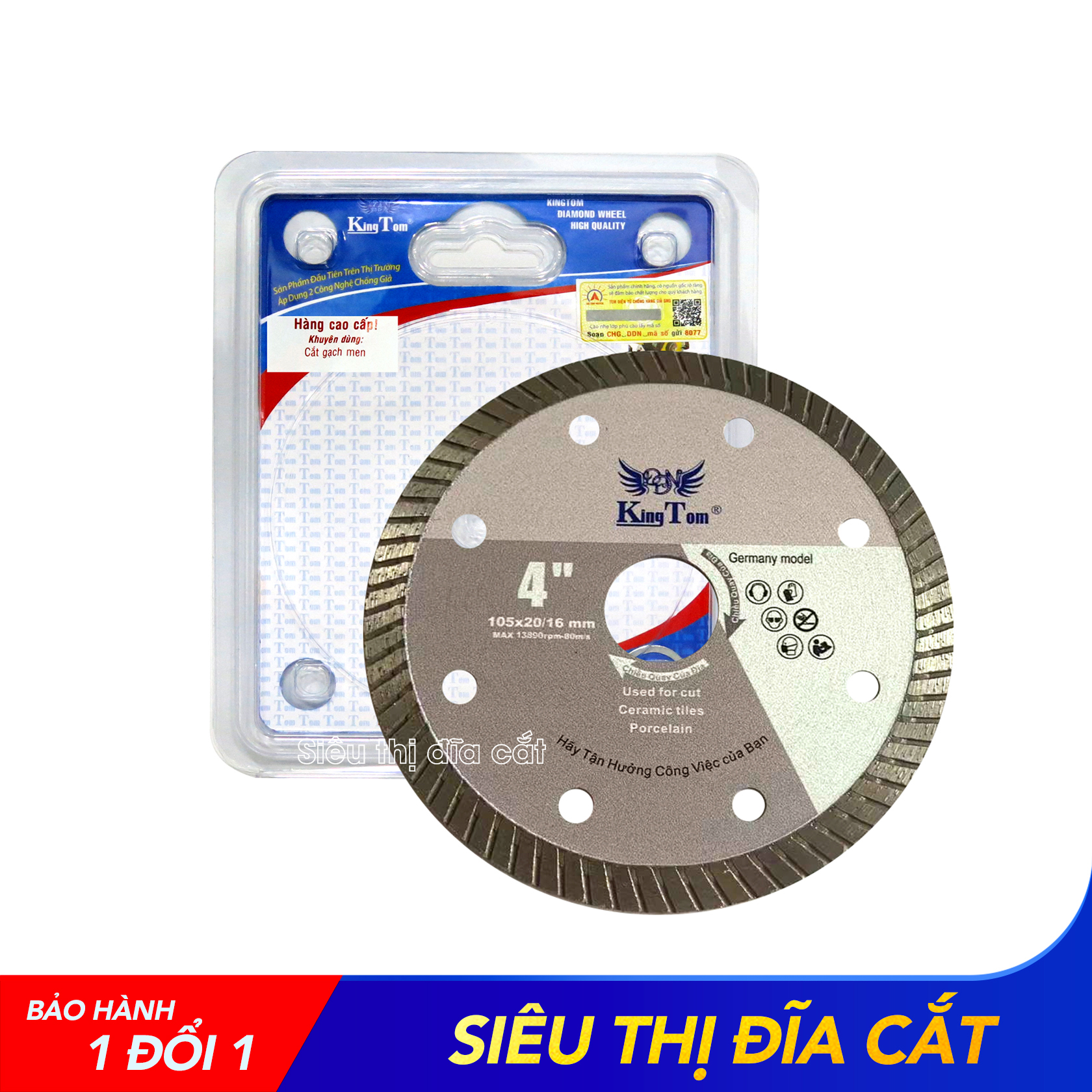 Lưỡi Cắt Đa Năng 105mm KingTom Xám Siêu Mỏng - Chuyên Bóng Kiếng - Siêu Bén