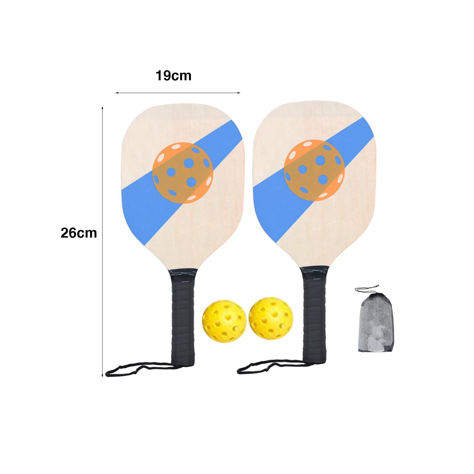 Pickleball Wood Paddle Set Beginner Racket Durable 2 Paddles 2 Pickle Balls