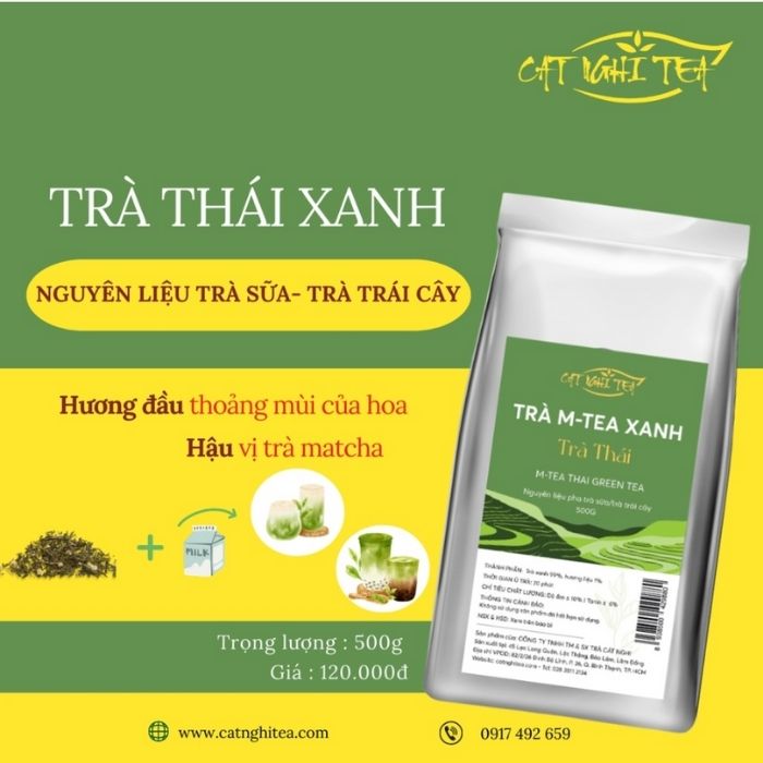 Trà Thái Xanh [500g - vị Matcha] Trà xanh CAT NGHI TEA, Nguyên liệu chuẩn pha trà sữa và trà trái cây thơm ngon