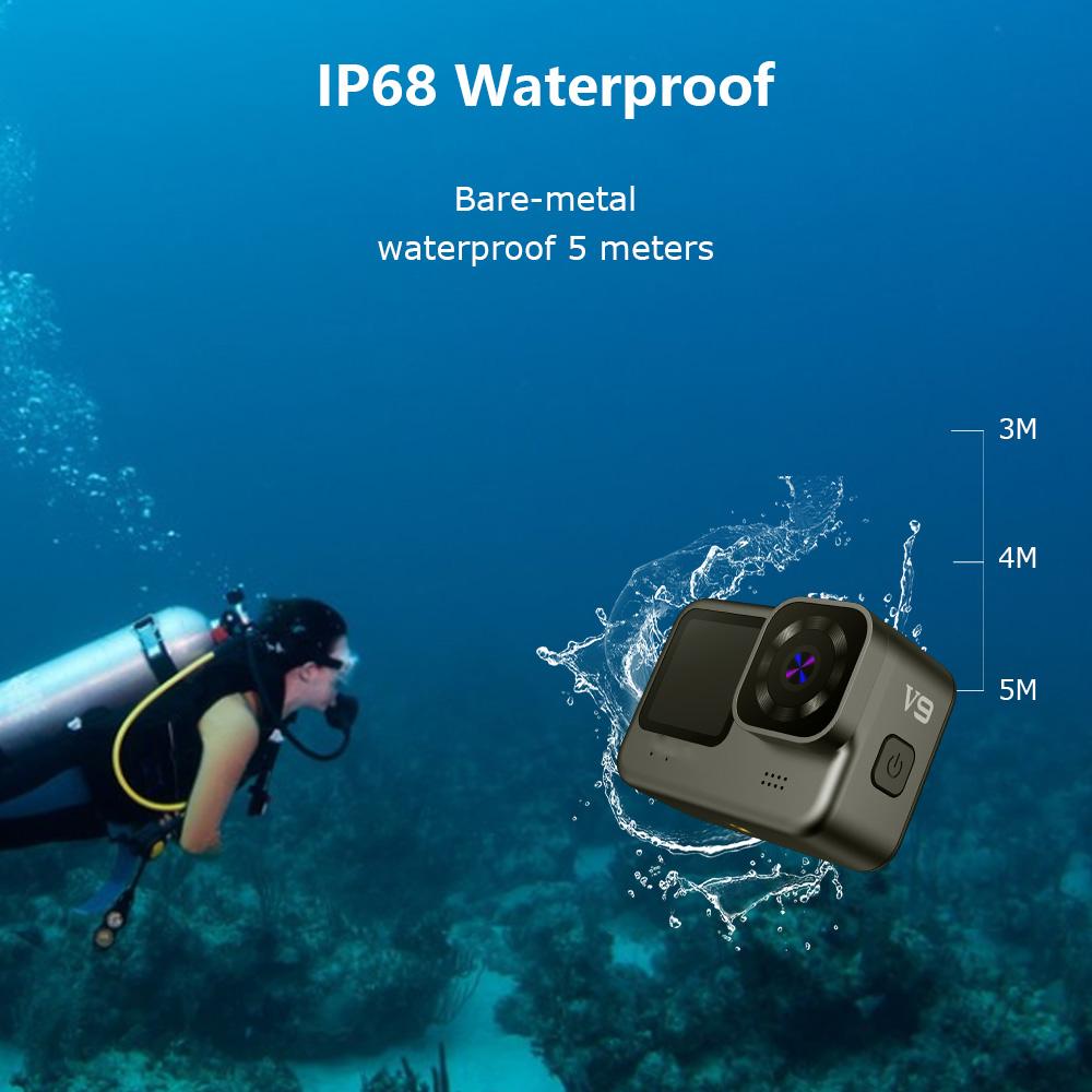 Máy ảnh thể thao 4K 60fps ổn định WiFi cho xe máy Mũ bảo hiểm xe máy V9 với màn hình điều khiển từ xa Máy ảnh thể thao chống thấm nước