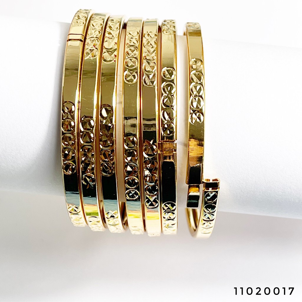 Vòng ximen chạm bộ 7 chiếc mạ 18k khóa lưỡi gà cao cấp