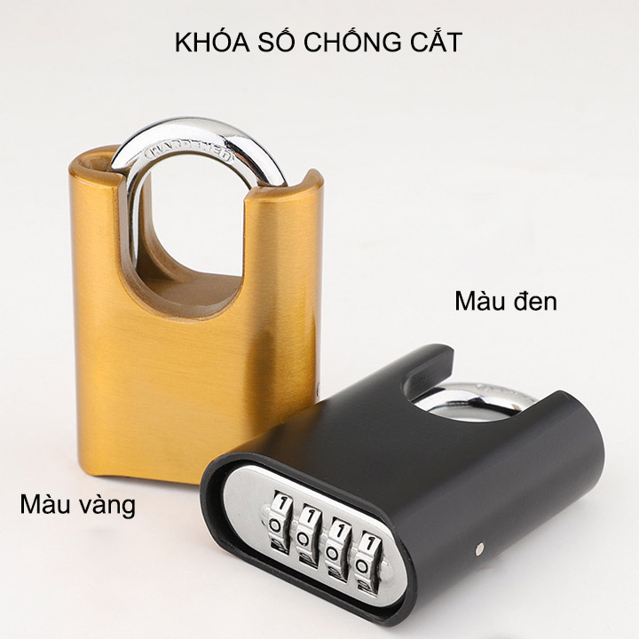 Khóa số chống trộm có tai chống cắt, loại 4 mã số thay đổi được, móc khóa thép cứng D8mm (HD05)