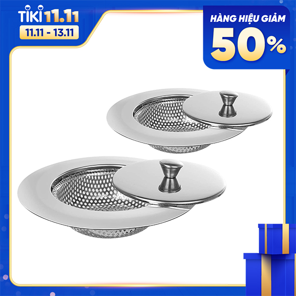 Bộ lọc bồn rửa chén bằng thép không gỉ 2 cái có nắp chống tắc nghẽn