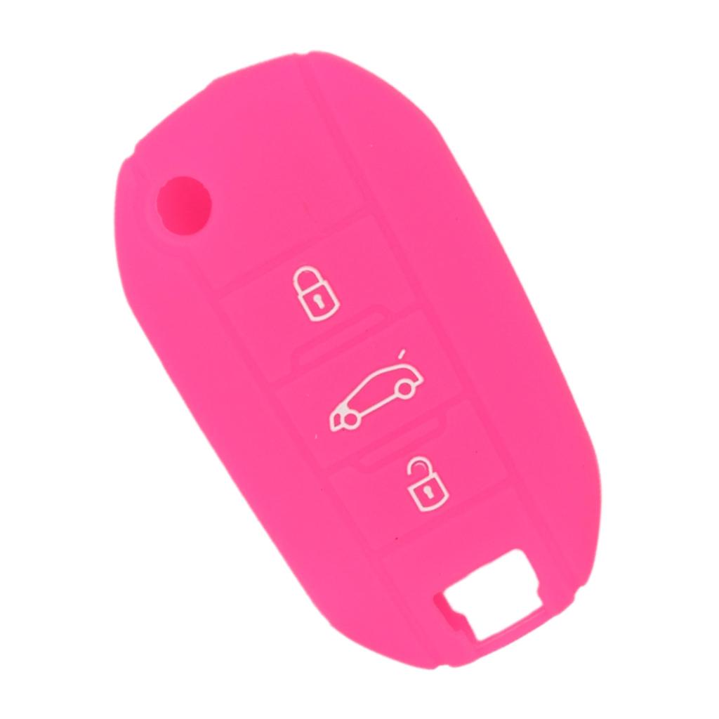Silicone Car Key Case Cover Fit for AUDI Folding Remote Key Fob Case Shell 3 Buttons Rose Red