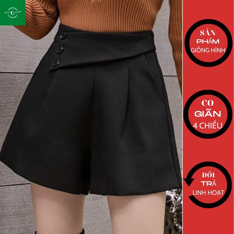 Quần short nữ hàng đẹp, vải tuyết mưa, Quần Đùi Cạp Cao VOZODO 06