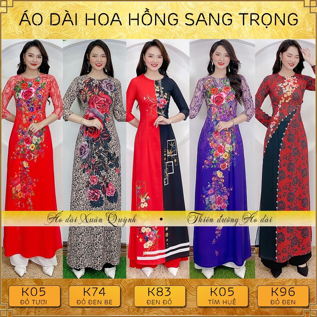 BST Áo Dài Hoa Hồng Sang Trọng, Quý Phái Lụa Habutai Cao Cấp - Áo Dài Xuân Quỳnh