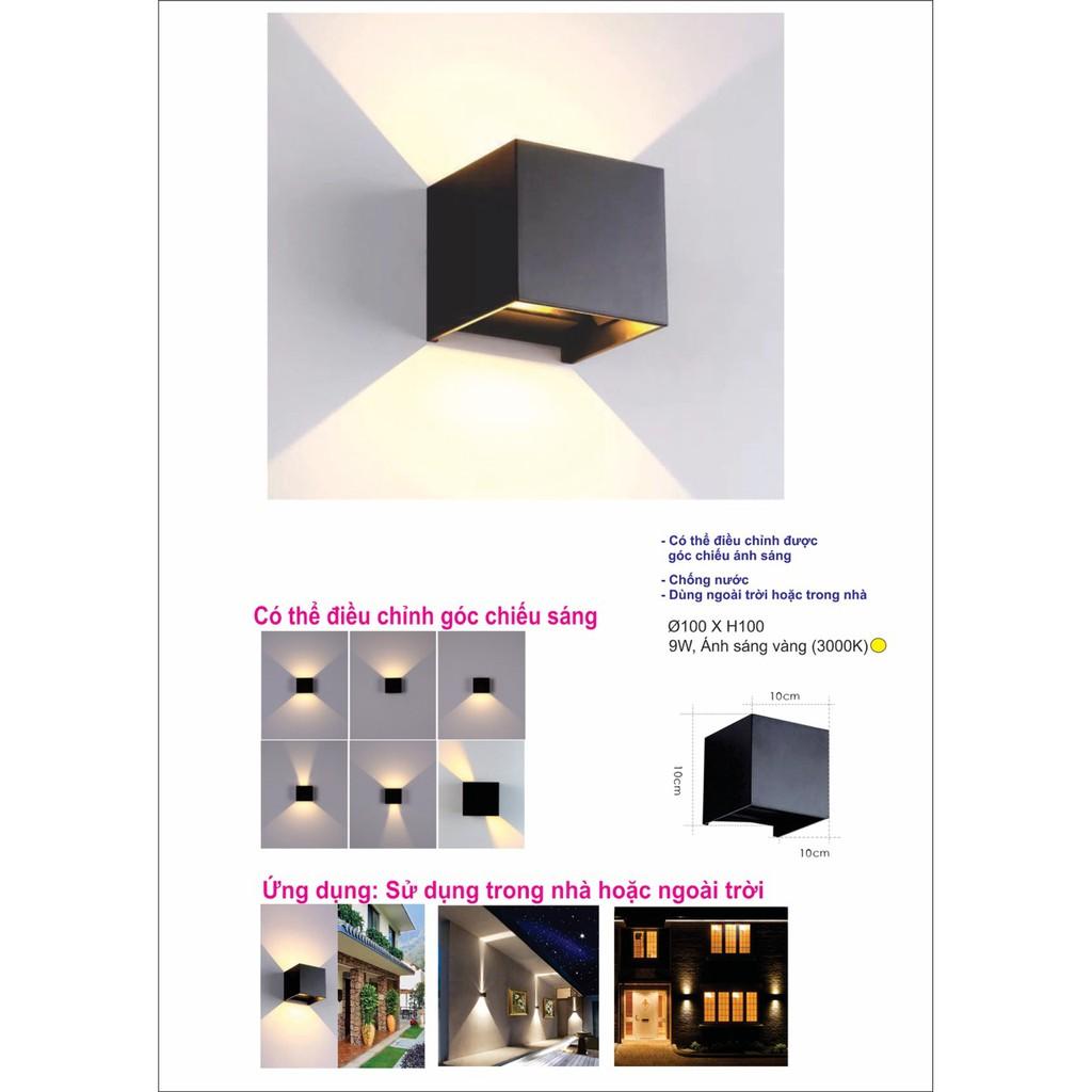 Led hắt tường vuông 2 đầu có chỉnh tia sáng và chống nước trang trí ngoài trời