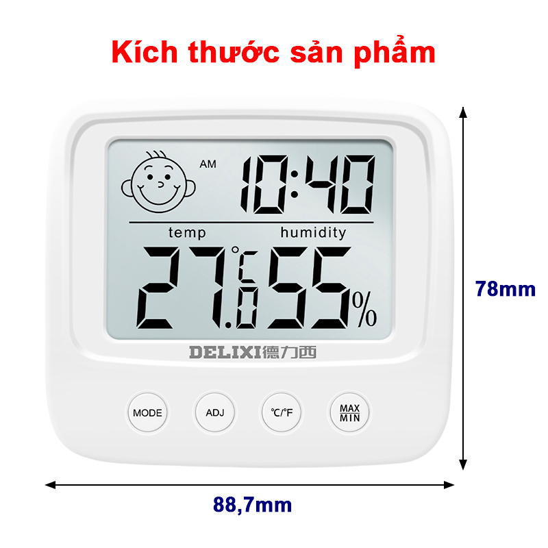 Nhiệt ẩm kế điện tử 3 trong 1 cao cấp Baby-S, Nhiệt kế phòng ngủ cho bé đa năng và tiện dụng – SDT005