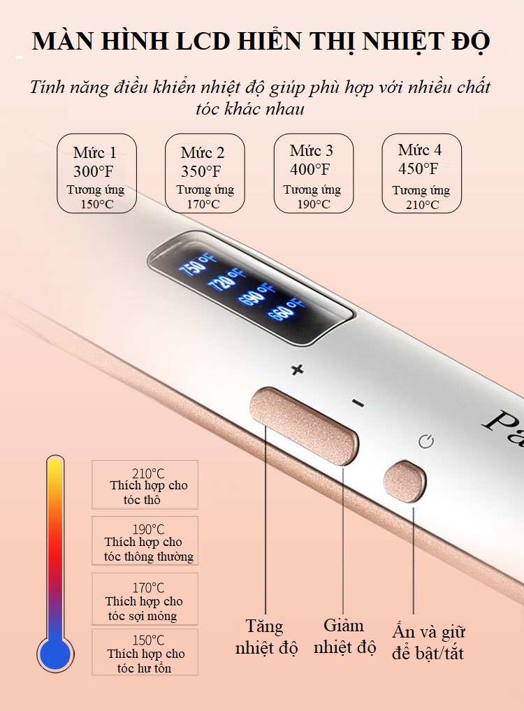 Máy Uốn Tóc, Ép Duỗi Tóc 2in1 PA001 Có Chỉnh Được Nhiệt Độ Giúp Duỗi Thẳng, Làm Xoăn 2in1 Chuẩn Salon tại Nhà