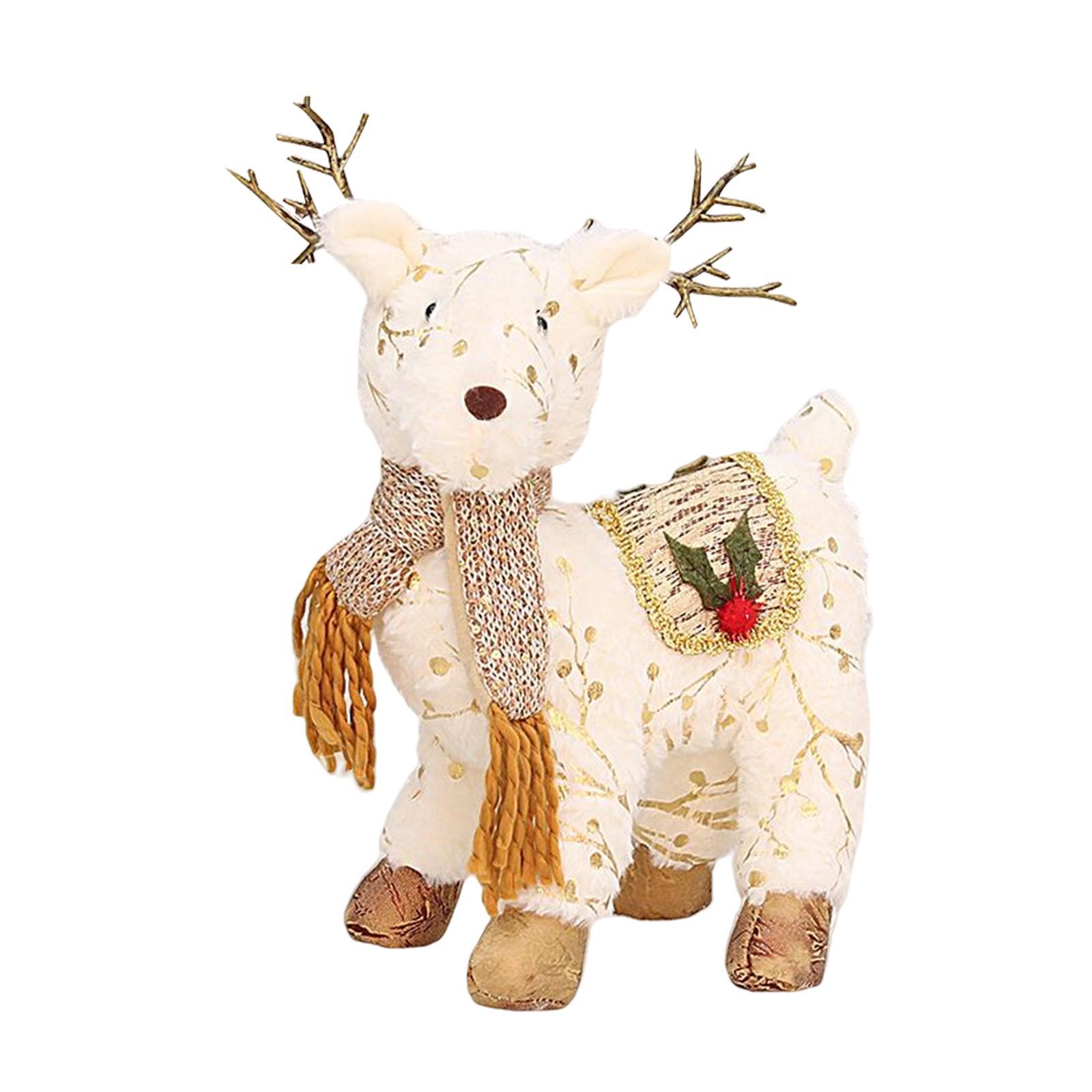 3Pcs Christmas Reindeer Stuffed Animal Creative Plush Elk Office Home Decor