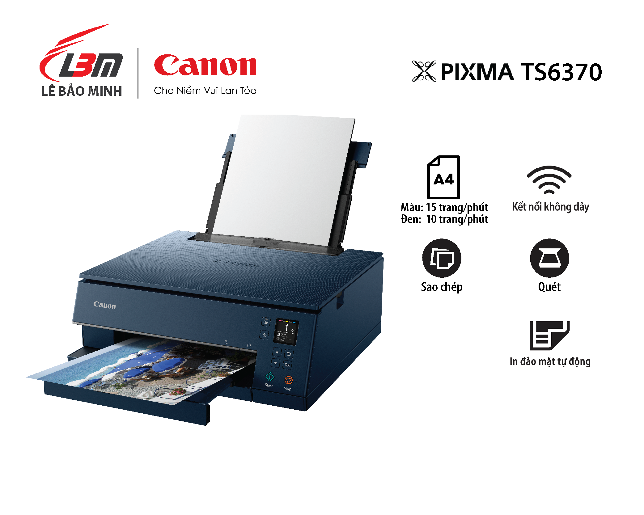 Máy in phun đa chức năng Canon TS6370- Hàng chính hãng