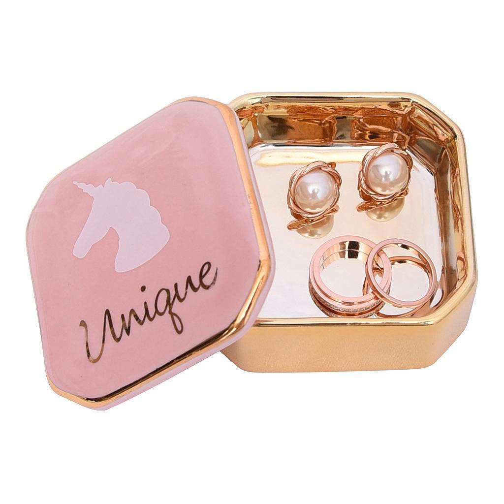 Mini Travel Jewelry Ceramic Box Cosmetic Makeup Display Organizer Case Pink