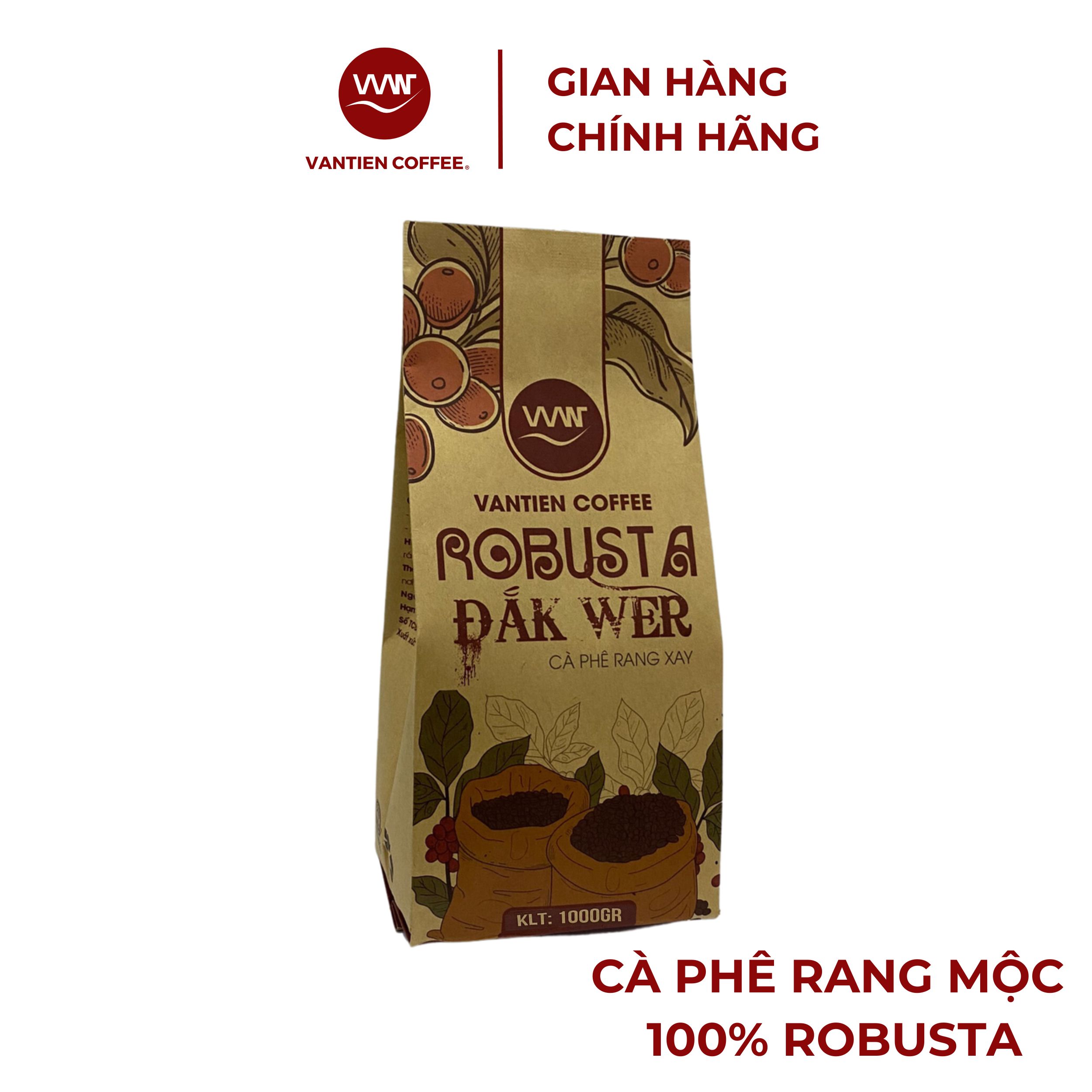 Combo 2 túi Cà phê rang xay Vantien Coffee Robusta Đắk Wer vị đắng mạnh, nhiều hàm lượng cafein 1kg/túi