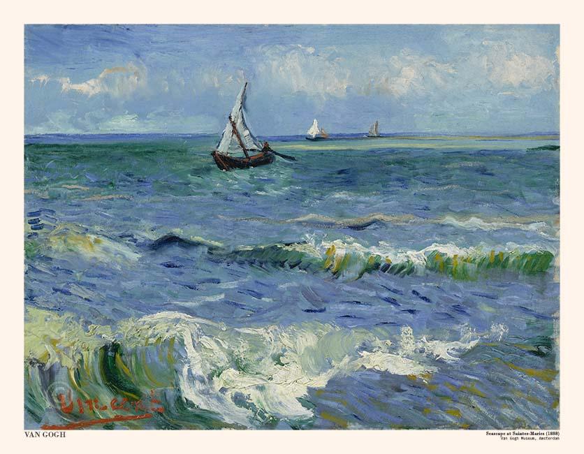 Tranh canvas - Seascape at Saintes-Maries (1888) - Vincent van Gogh - DH012