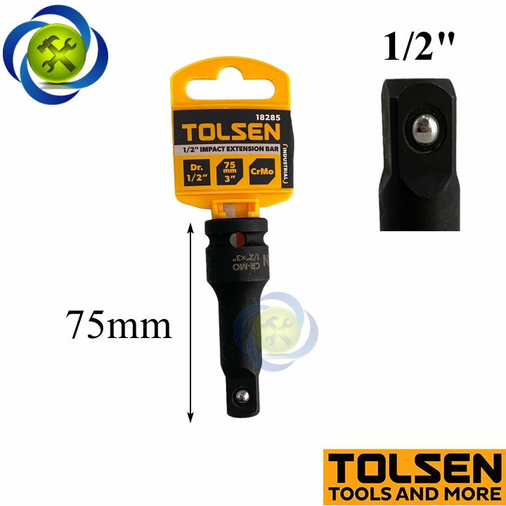 Đầu nối dài 75mm Tolsen 18285 loại 1/2 inch màu đen