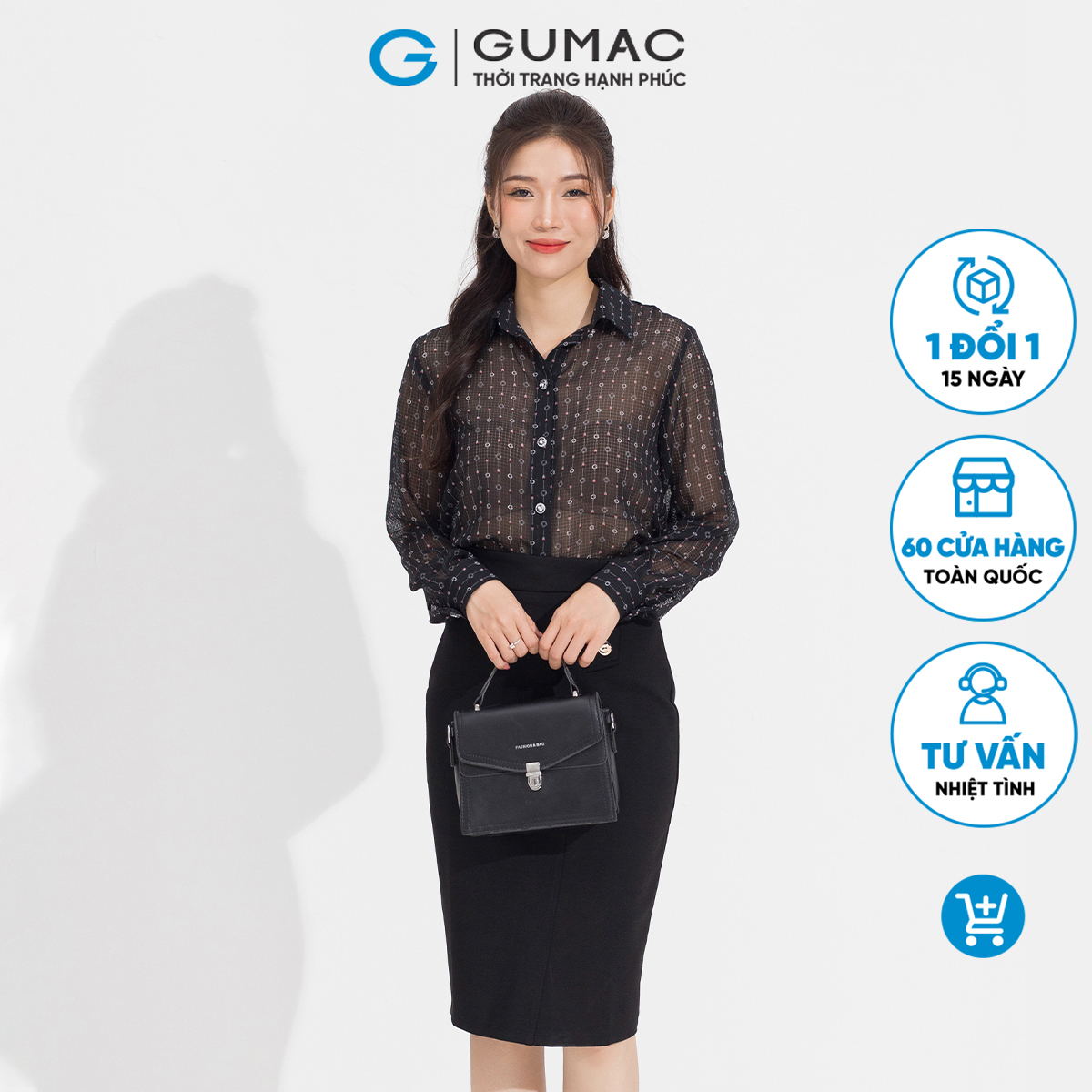 Áo họa tiết bèo đô GUMAC AD05067