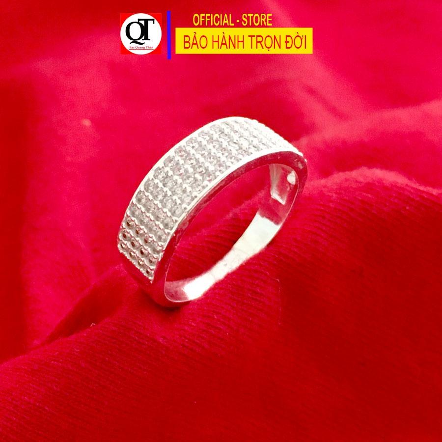 Nhẫn nữ mặt full đá chất liệu bạc ta thích hợp đeo tất cả ngón tay trang sức Bạc Quang Thản – QTNU70