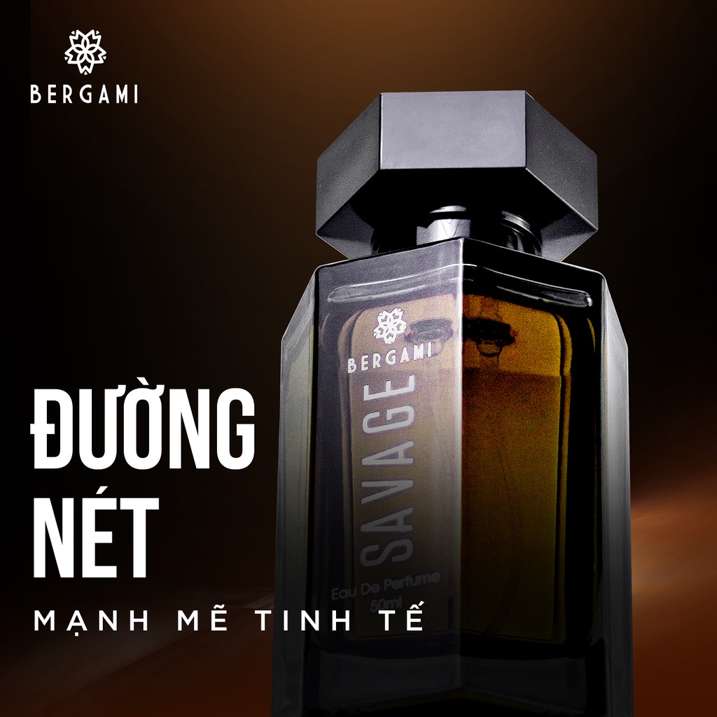 Nước hoa nam chính hãng mùi hương GỖ SỒI trầm ấm quyến rũ Bergami Savage chai dung tích 50ml