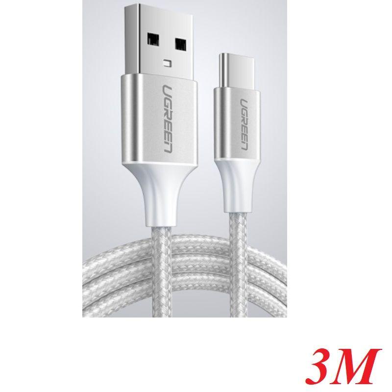 Ugreen UG60409US288TK 3M Qc3.0 usb type c 2.0 Cáp sạc và dữ liệu từ máy tính ra điện thoại đầu nhôm xám - HÀNG CHÍNH HÃNG