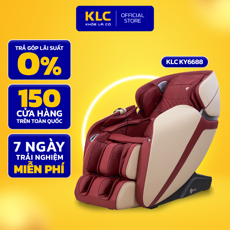 Ghế massage toàn thân KLC K6688, công nghệ nhiệt hồng ngoại kết hợp con lăn 4D, chất da cao cấp