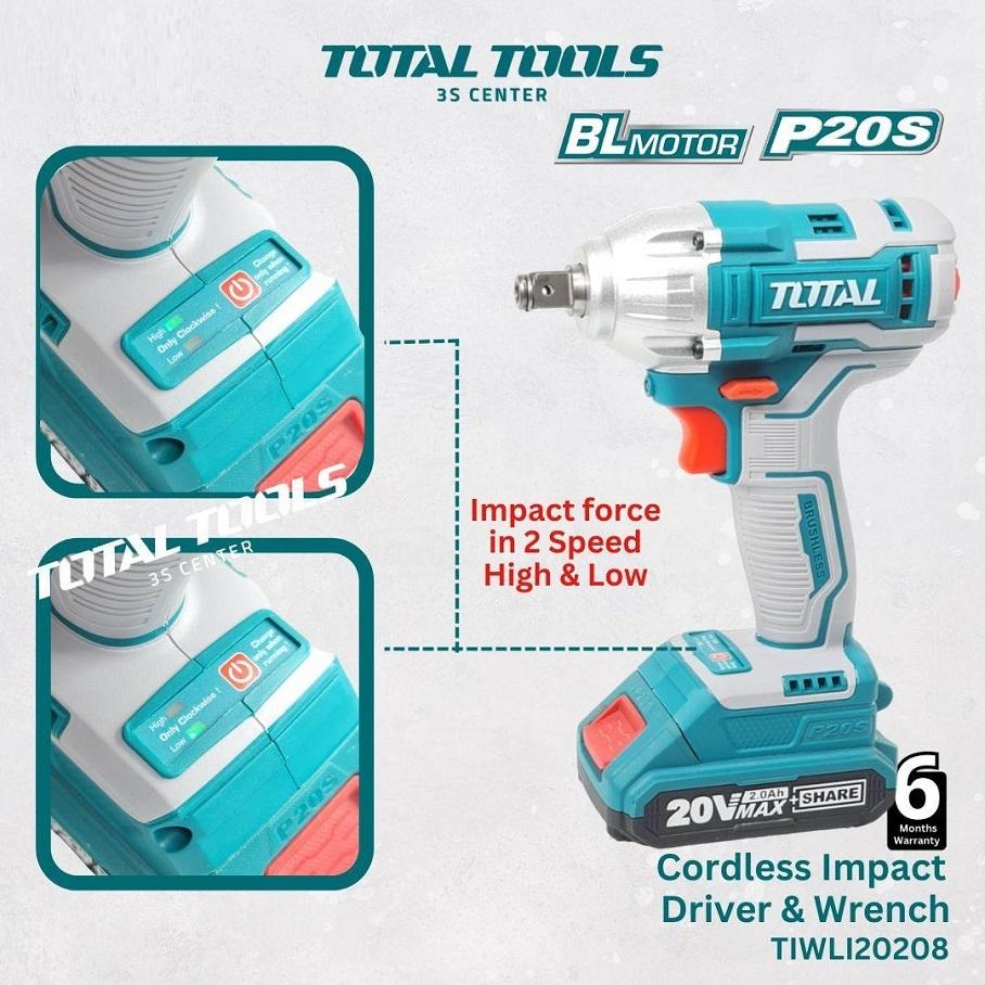 MÁY BẮN BU LÔNG PIN 20V TOTAL TIWLI20208 - HÀNG CHÍNH HÃNG